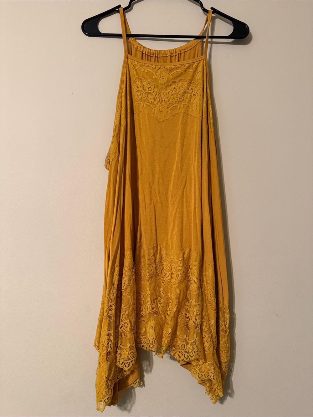 Mustard Lace-Trim Flowy Women’s Skirt